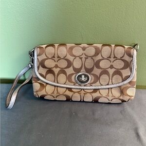 Coach Park Signature Large Flap Wristlet (Coach F51820) Khaki